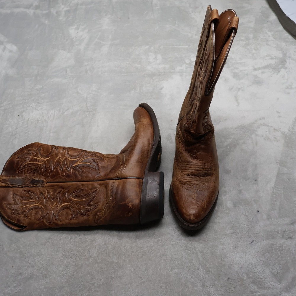 Dan Post Men 10D Western Boots Brown Leather Cowboy Riding Classic Pull-On 80009